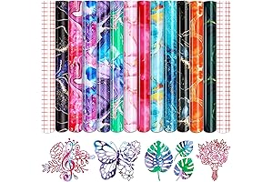 Tintnut Permanent Vinyl - 12 Marble Permanent Adhesive Vinyl Sheets w/ Watercolor Gold Pattern