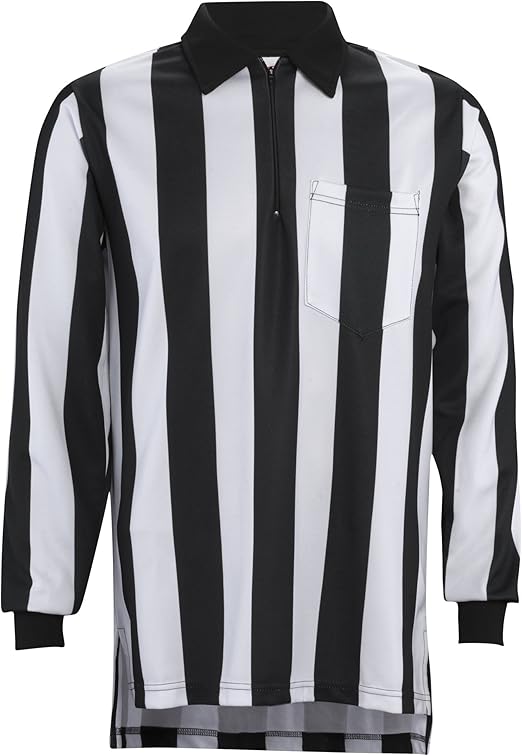 Adams Football Referee Long Sleeve 21/4" Stripe Shirt, Black/White