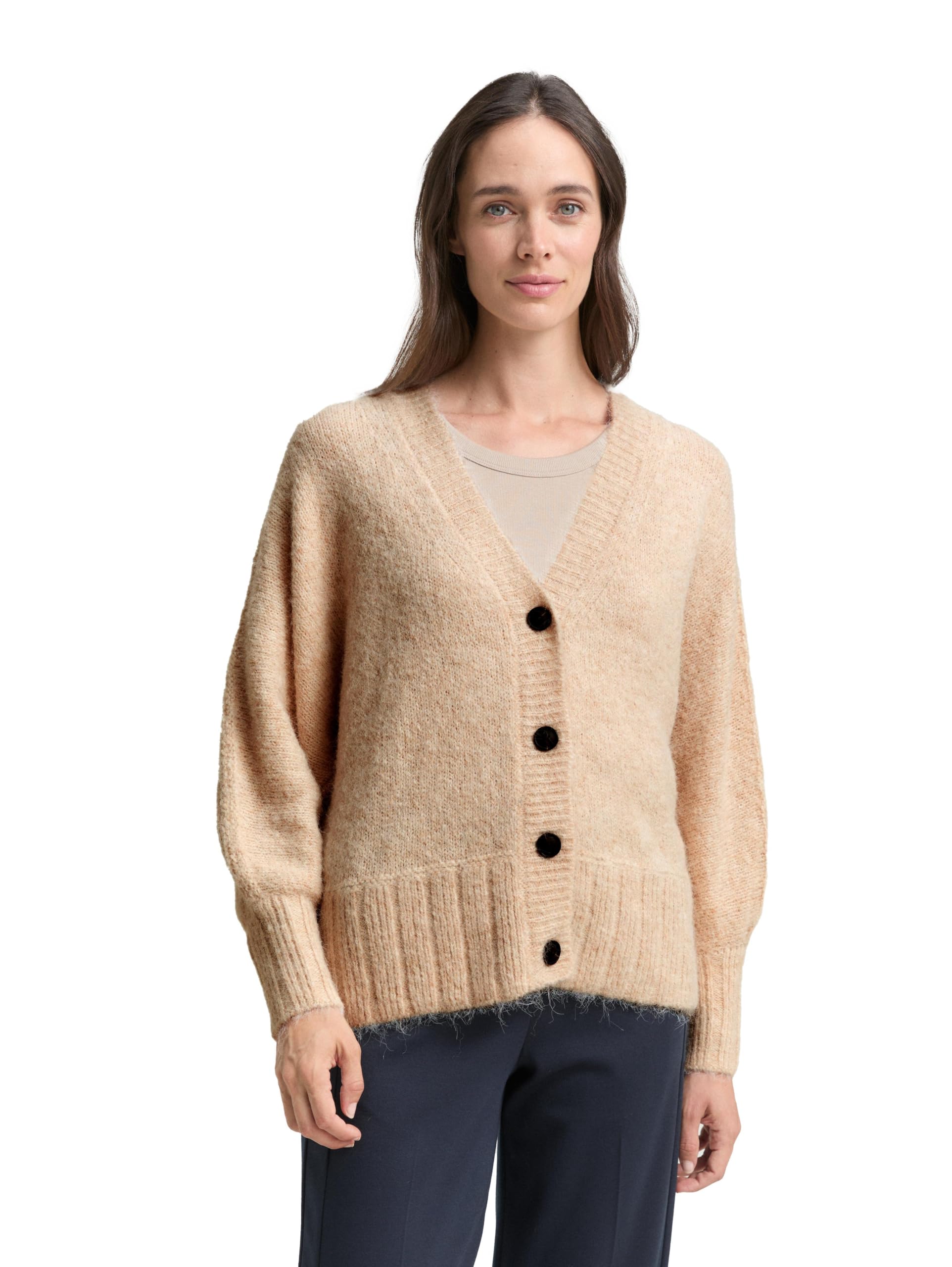 TOM TAILOR Cárdigan para Mujer, 36844 - Arena Stone Beige Melange, S