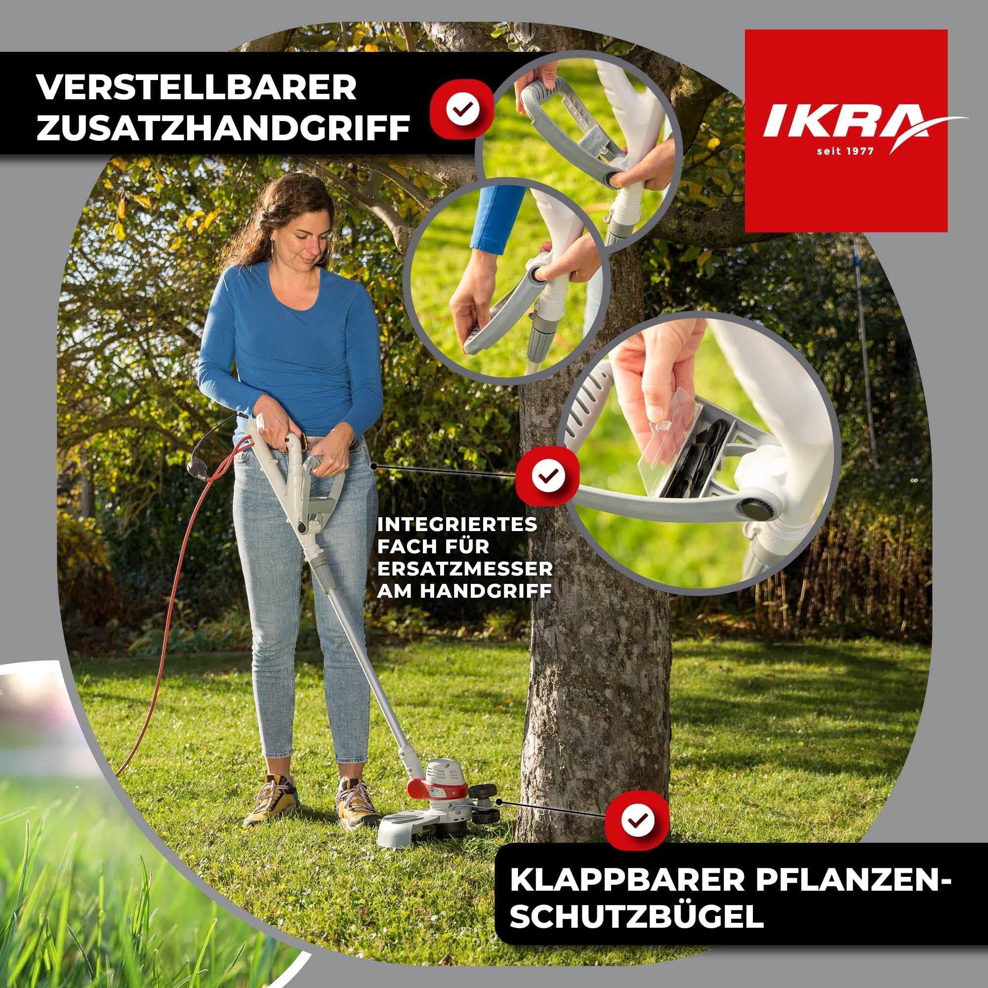 IKRA 2in1 Elektro Rasentrimmer IGT 650 D-TC, 650W, Schnittbreite 30cm