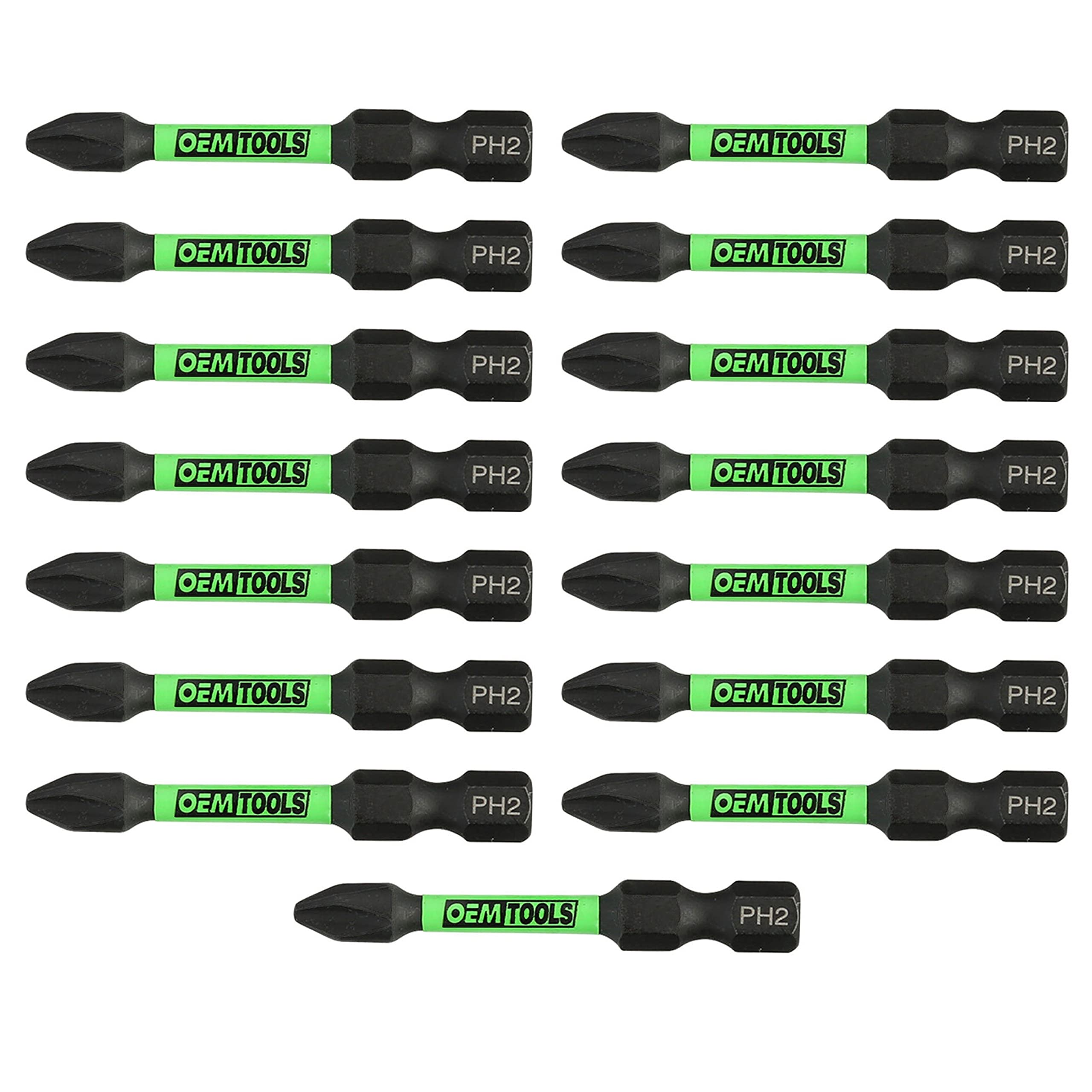 OEMTOOLS 15-Piece Extended Phillips #2 Impact Bit Set - Magnetic Heat-Treated Steel For Automotive Work