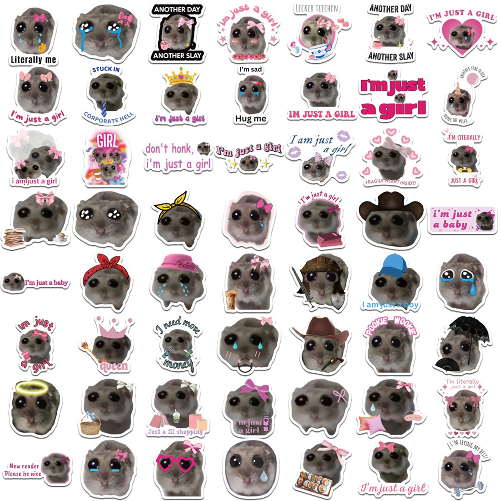 Produktbild von 106 Pcs Sad Hamster Meme Sticker,Sticker Memes,Hamster MeMe Aufkleber Blatt Hamster Sticker,Hamsti Sticker,Hamsti Aufkleber,Aufklebern Sad Hamster,Hamsteraufkleber