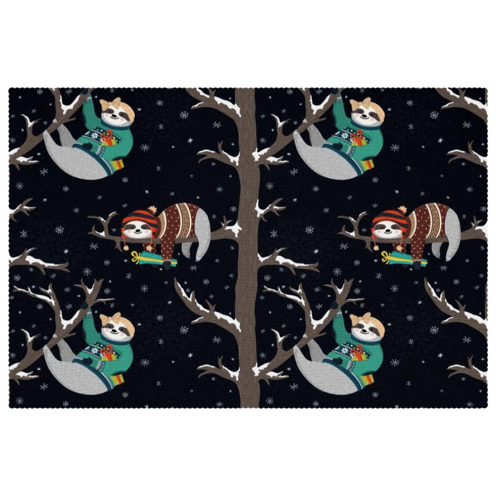Sets de table d'hiver paresseux : lot de 6 tapis de table antidérapants 30x45 cm
