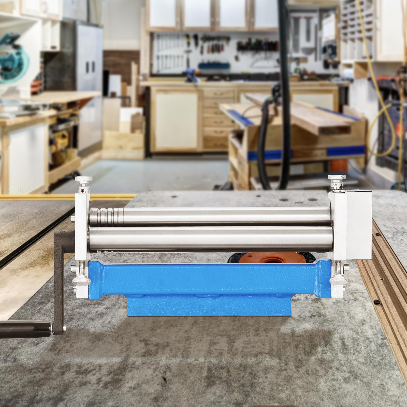 VEVOR Dobladora de Rollos 320mm Máquina Dobladora de Chapa 30mm Calibre 20 con 2 Rodillos Extraíbles Máquina Laminadora para Chapa de Acero con Bajo Contenido de Carbono, Cobre, Aleación de Aluminio