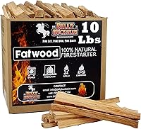 Billy Buckskin 10lb Fatwood Fire Starters - 100% Natural Sticks for Easy Ignition in Campfires, Fireplaces, Fire Pits, BBQ - Lights Even When Wet