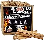 10lb Fatwood Fire Starter Sticks | 100% Natural Fire Starters for Campfires, Firepit, Fireplaces, BBQ, Wood Stoves | Easy Ignition w/Just 2 Sticks | Camping Essentials by Billy Buckskin (10lb Box)