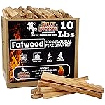 10lb Fatwood Fire Starter Sticks | 100% Natural Fire Starters for Campfires, Firepit, Fireplaces, BBQ, Wood Stoves | Easy Ignition w/Just 2 Sticks | Camping Essentials by Billy Buckskin (10lb Box)
