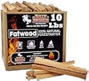 10lb Fatwood Fire Starter Sticks | 100% Natural Fire Starters for Campfires, Firepit, Fireplaces, BBQ, Wood Stoves | Easy Ignition w/Just 2 Sticks | Camping Essentials by Billy Buckskin (10lb Box)