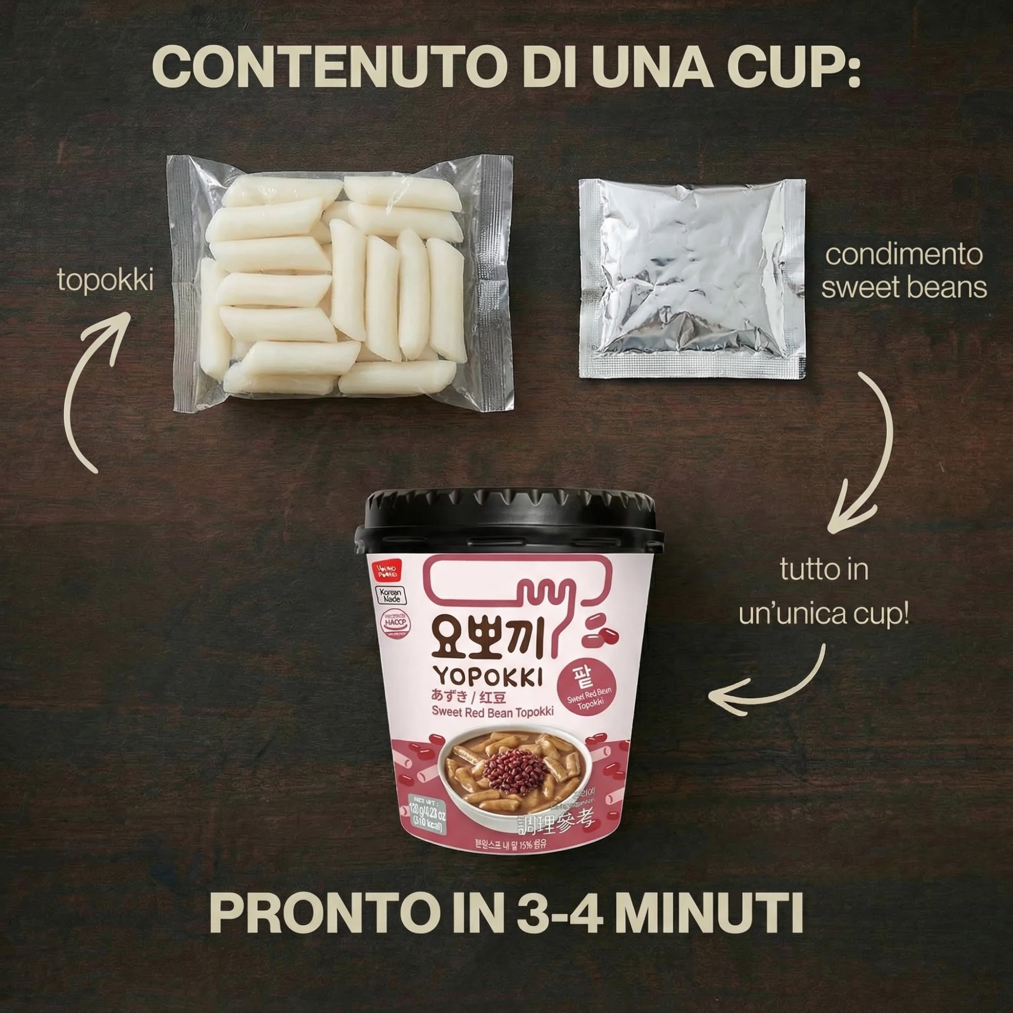 HU TASTE Kit Tteokbokki Gnocchi di Riso Coreano: 2pz Kimchi, 2pz Fagioli Rossi e 2pz Original Rice Cake - Box Cibo Asiatico, Gnocchi di Riso Cinesi e Giapponese Food, Snack Coreano Piccante, 6 Pack