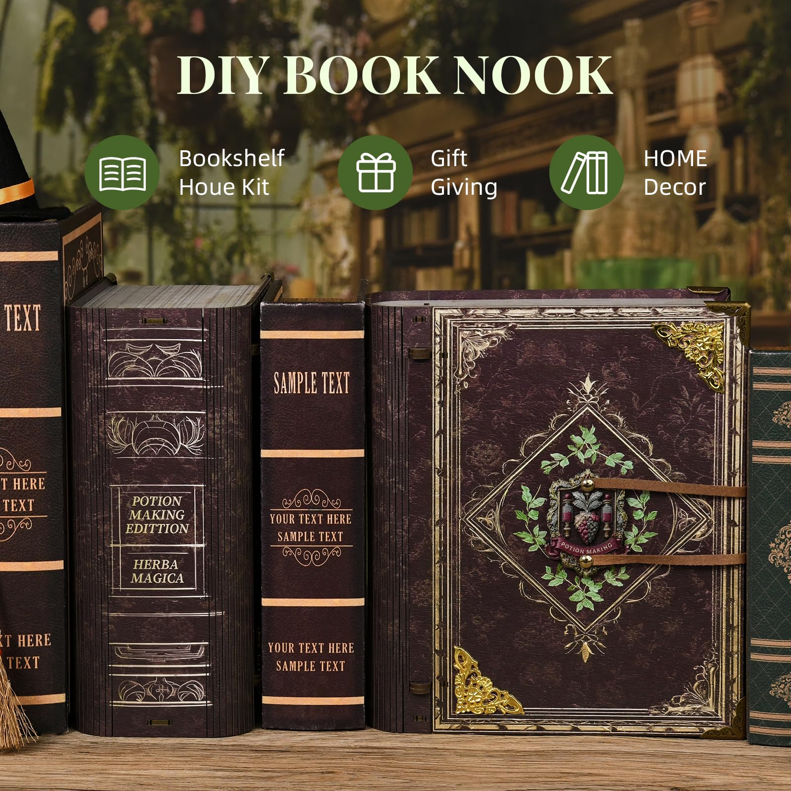 MiniCity Kit di angoli per libri, piccola casa da costruire per vivere, artigianato in legno fai da te per adulti, mini kit di modellini con LED, regalo di compleanno e San Valentino per adulti
