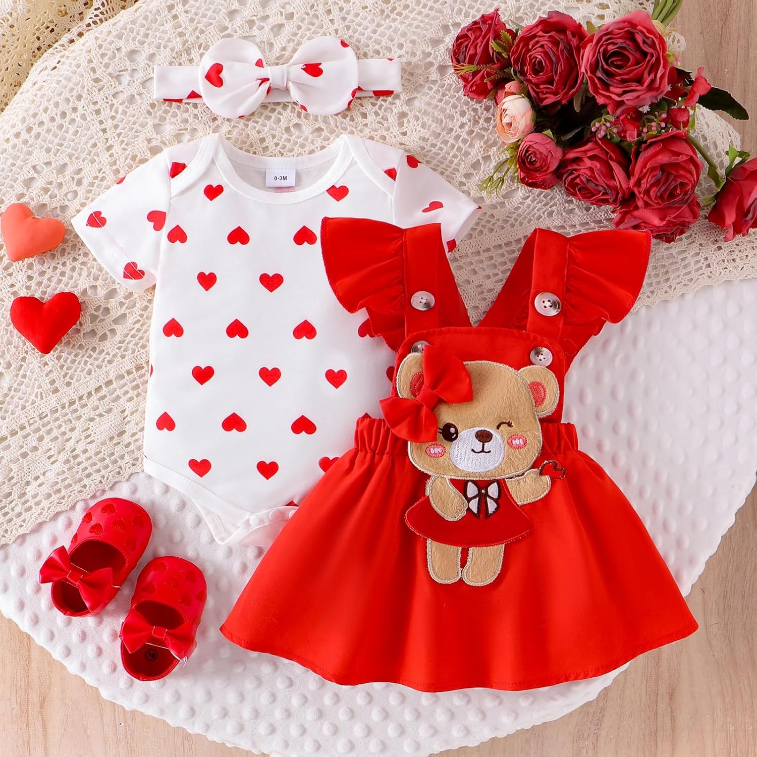 Baby Girl Clothes Summer Outfit Newborn Ruffle Romper Cartoon Suspender Skirt Bow Headband Set 0-18 Months - Image 8