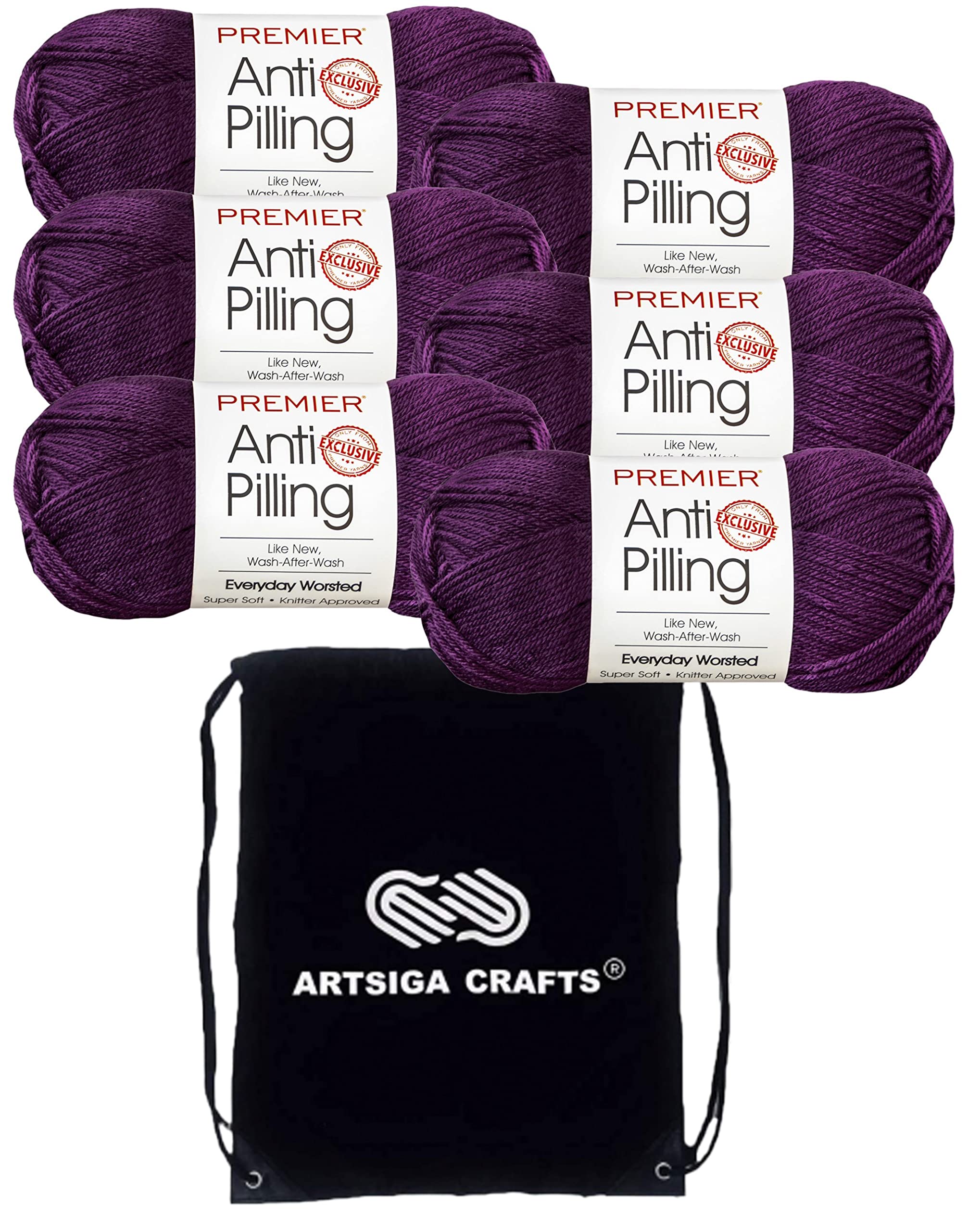 Lana acrílica Worsted #4 Premier Yarns Everyday 6 madejas color Aubergine