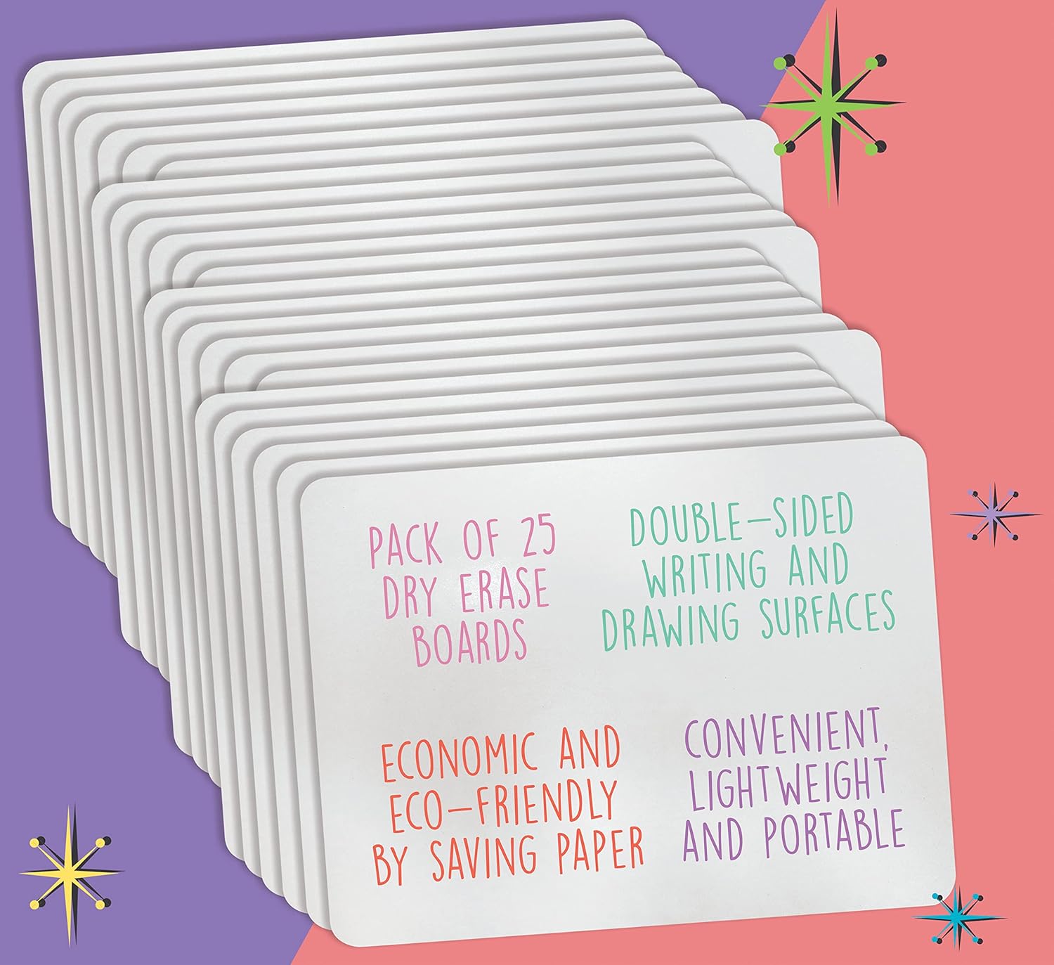 Better Office Products Premium Dry Erase Boards, 9" x 12", Double Sided Lapboards, Small White Board Pack, Classroom Lapboards for Students, (25 Pack)