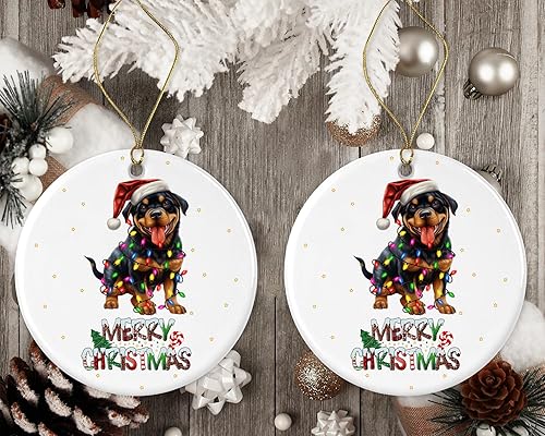 Miniatura 2 de Rottweiler - Adorno de Feliz Navidad, regalo de adopción de perro, adorno de Rottweiler para la primera Navidad, adornos conmemorativos para perros,
