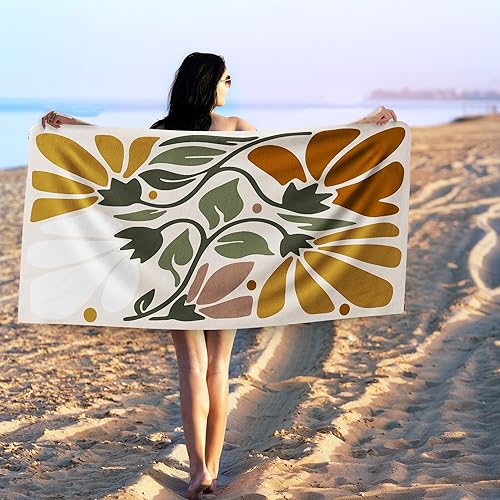 Miniatura 2 de Toalla de playa bohemia floral, toalla de playa bohemia, vintage, abstracta, arena, regalos para adultos y mujeres, toallas de baño modernas de