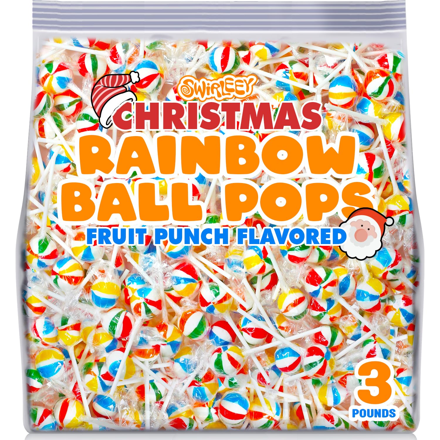 Rainbow Lollipops - 3 Pounds - Rainbow Parade Throws - Fruit Punch Flavored - Birthday Parties, Carnivals & Events - Colorful Individually Wrapped Suckers​