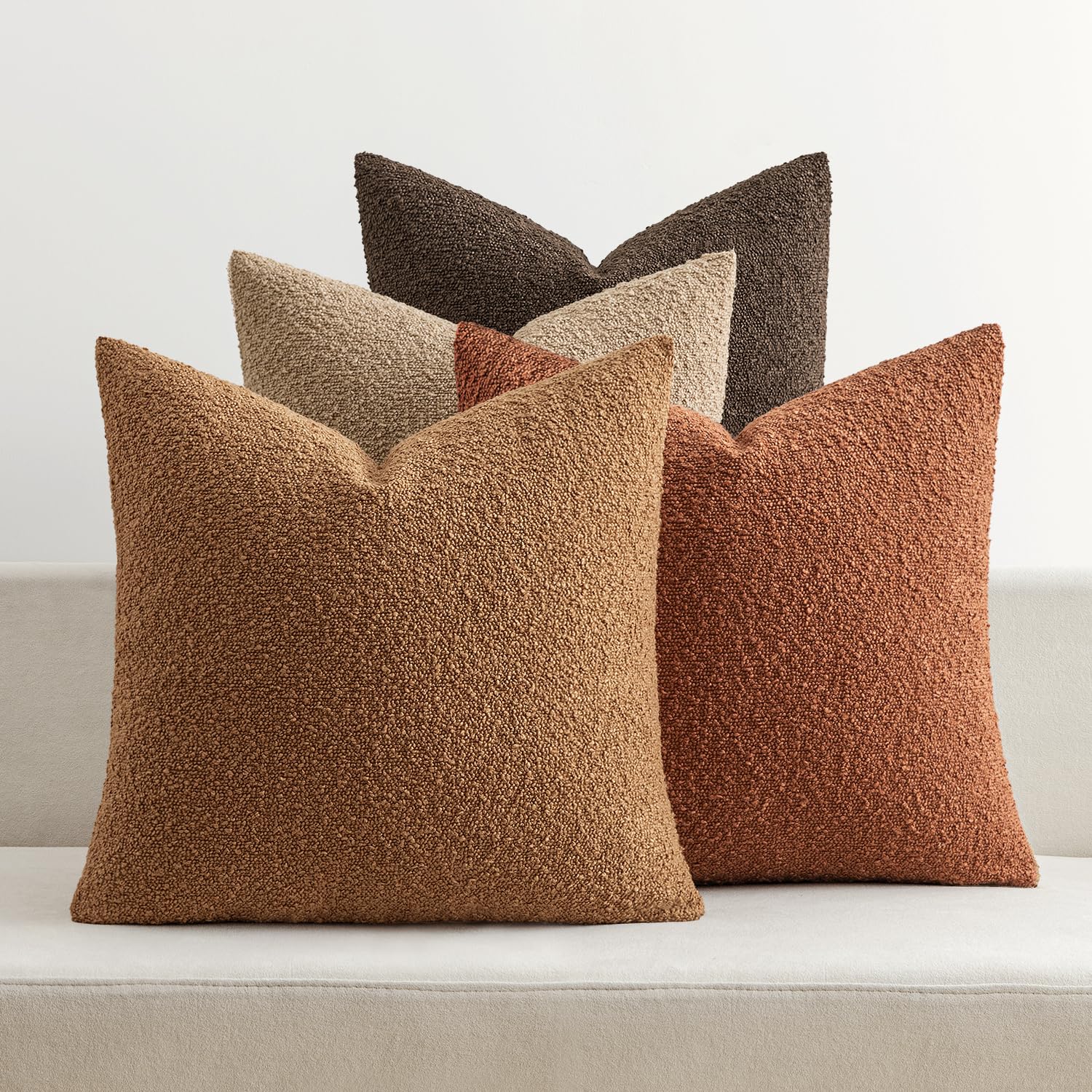 Photo 1 of MIULEE Pack of 4 Decorative Textured Boucle Throw Pillow Covers 18x18 Inch Rustic Accent Solid Pillow Cases Soft Couch Cushion Covers for Modern Farmhouse Boho Chair Sofa Bed Livingroom Home Decor