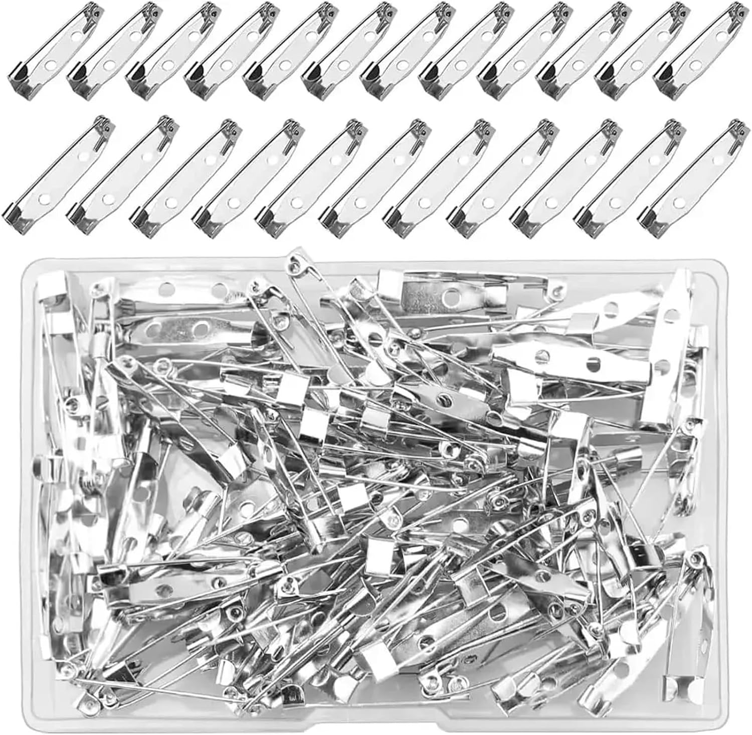 Brooch Pin Backs 800PCS Brooch Clasp Pin Backs Bar Pins Metal Name Tag Clips Jewelry for Badge Wedding Corsage(Length 25mm)