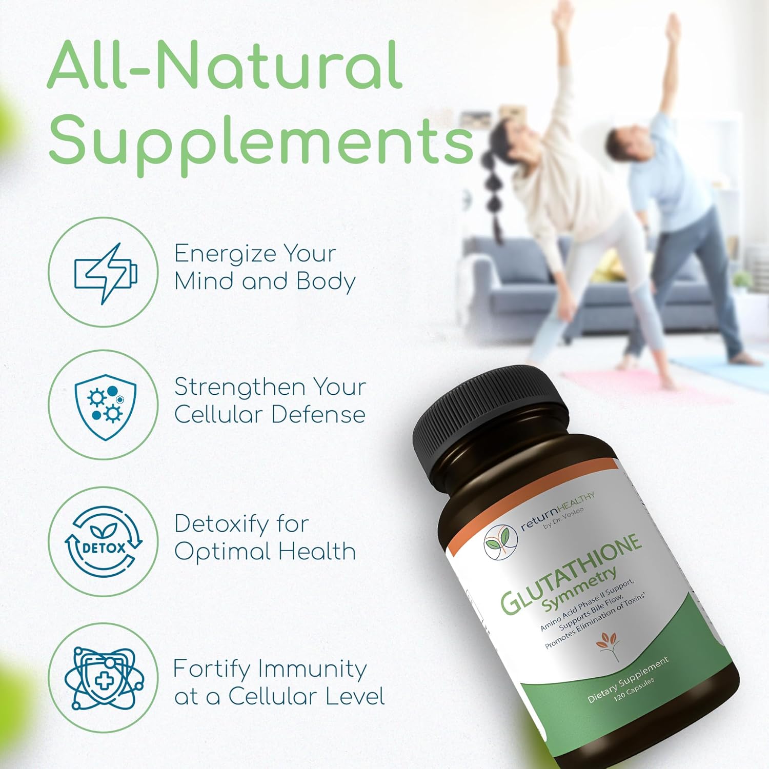 Glutathione Symmetry | S-Acetyl Glutathione Supplement | Antioxidants & Detoxification Supplement | Natural Cellular Support | All-Natural, Vegan, Non-GMO, 120 caps - Image 3