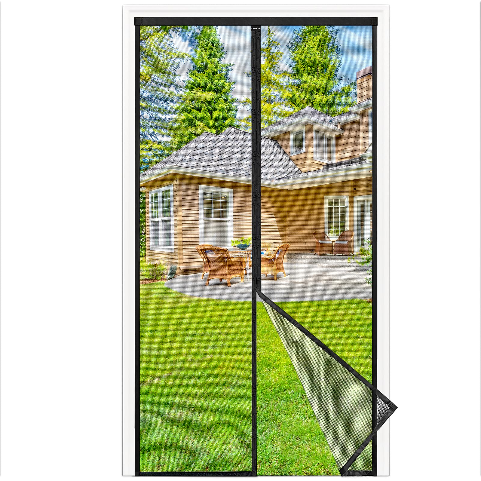 NUEVA Mosquitera Puerta Magnética 120x210 cm, Mosquitera para Puerta con Imanes Potentes, Instalación Sin Taladro, Cierre Automático, Malla Transpirable y Antidesgarro, Negro