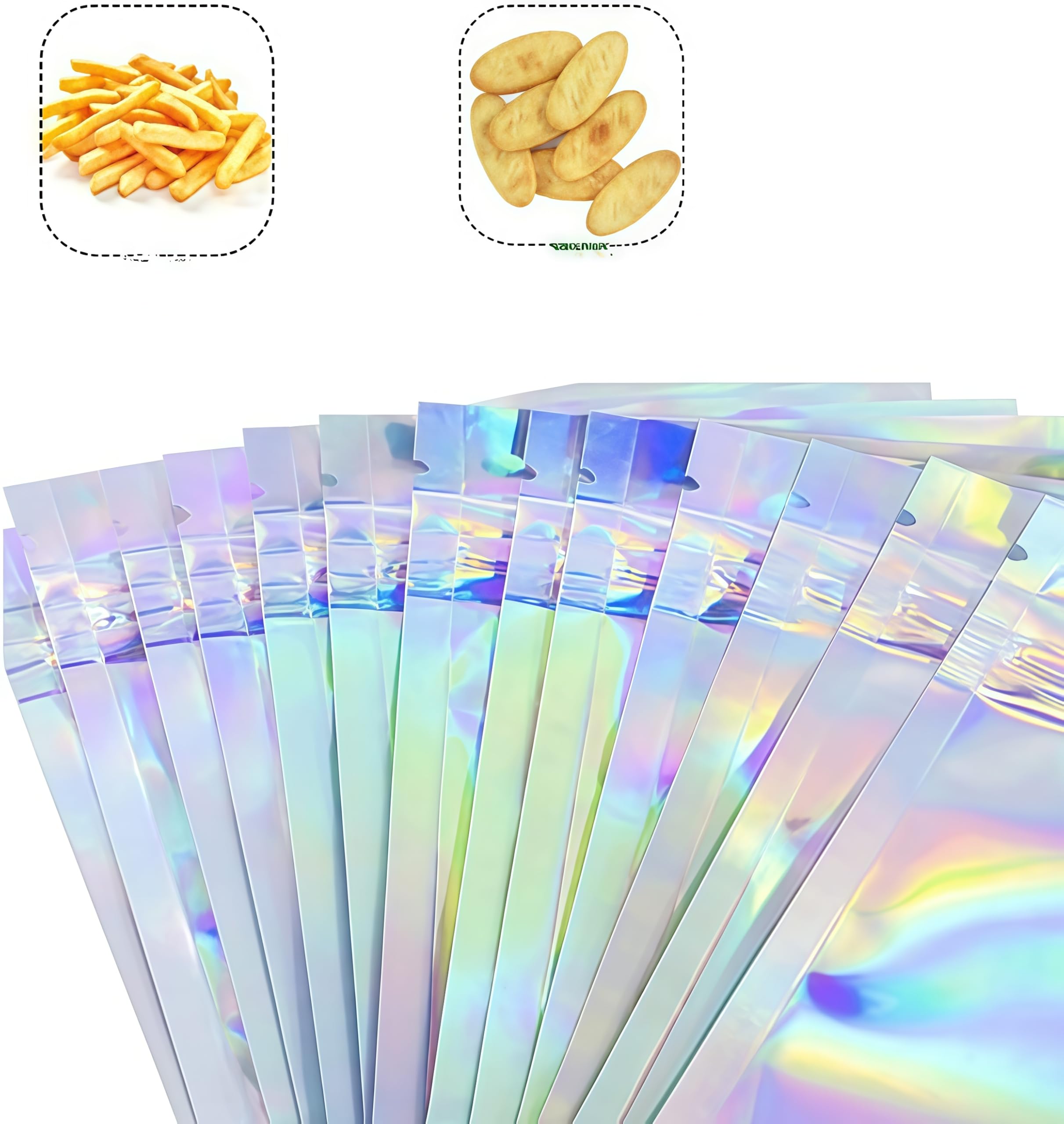 100 Sacchetti Olografici In Mylar Con Zip – 7x10 Cm, Richiudibili, Impermeabili E Anti-Odore, Per Alimenti, Gioielli E Fai Da Te