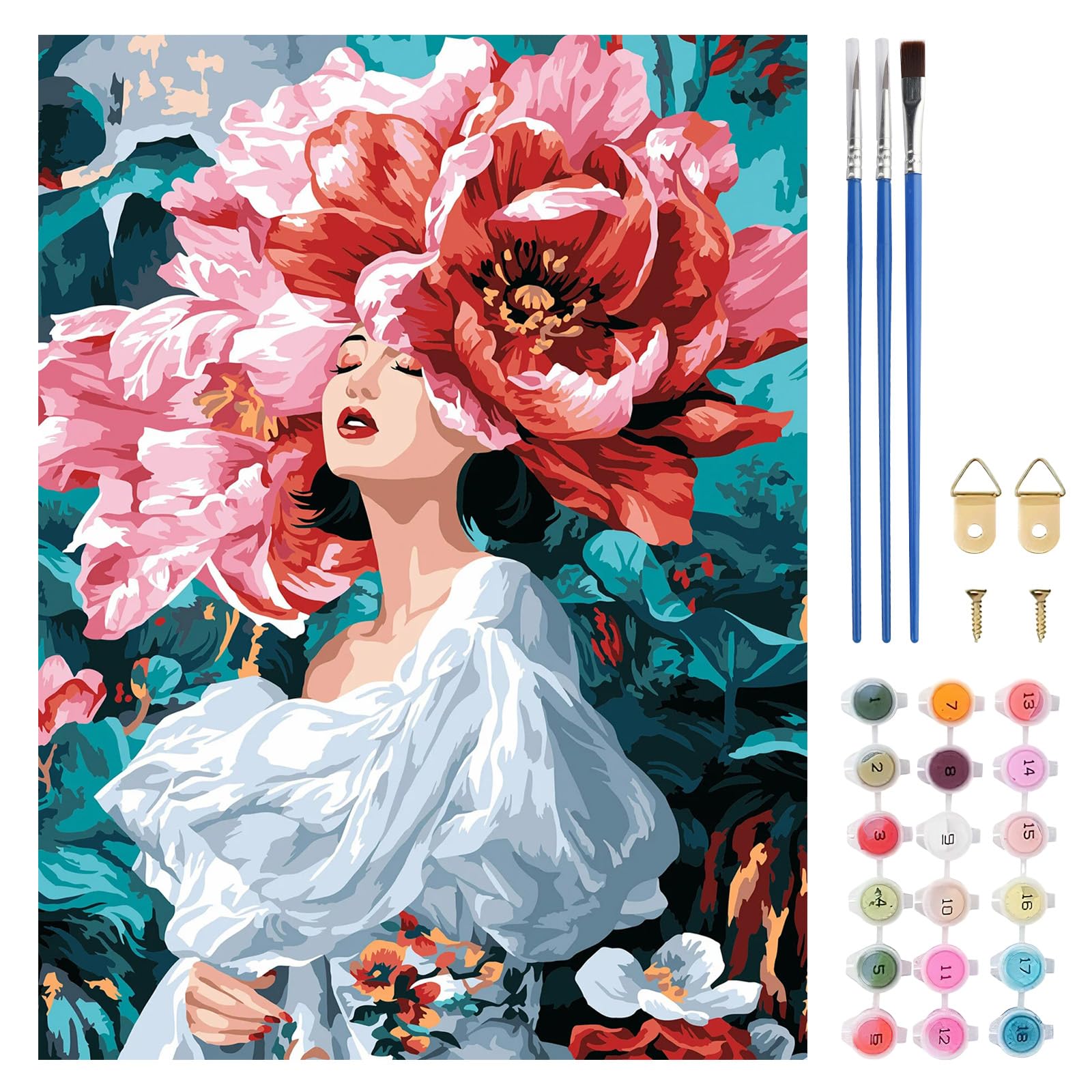 TLIOBLO Women Paint by Numbers Kit for Adults, DIY Flowers Adult's Painting by Numbers Kits on Canvas for Home Wall Decor Gift 30x40cm (Without Frame) โ image 1