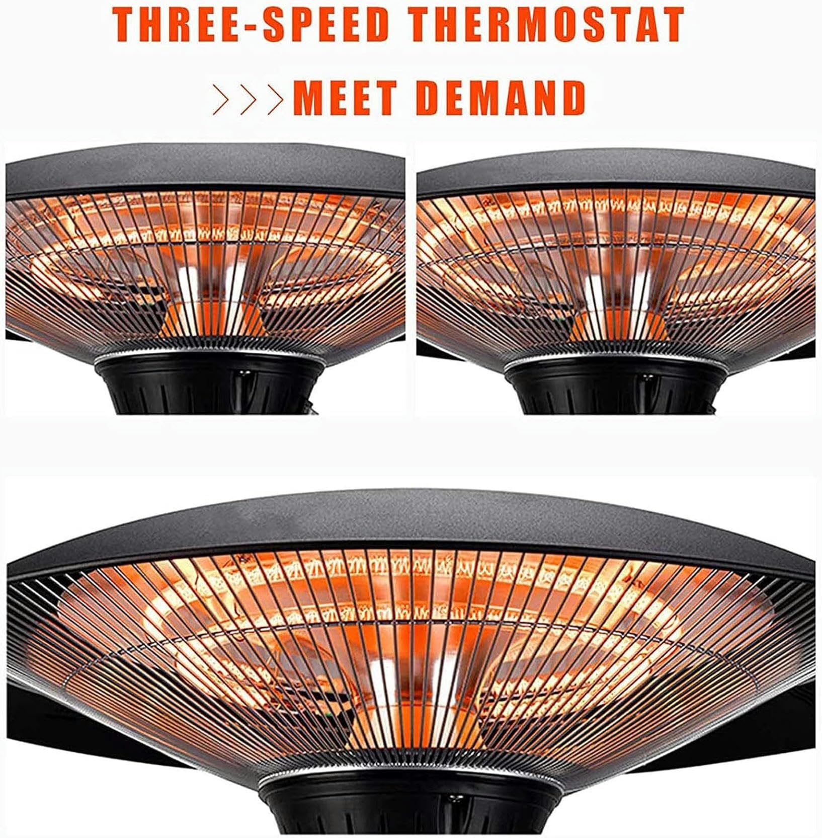 Riscaldatore Elettrico Per Patio, Riscaldatore Radiante A Tubo Alogeno Da 1500 W Con 3 Impostazioni Di Calore, Riscaldatore A Infrarossi Per Esterni Con Design Impermeabile E Montato A Soffitto