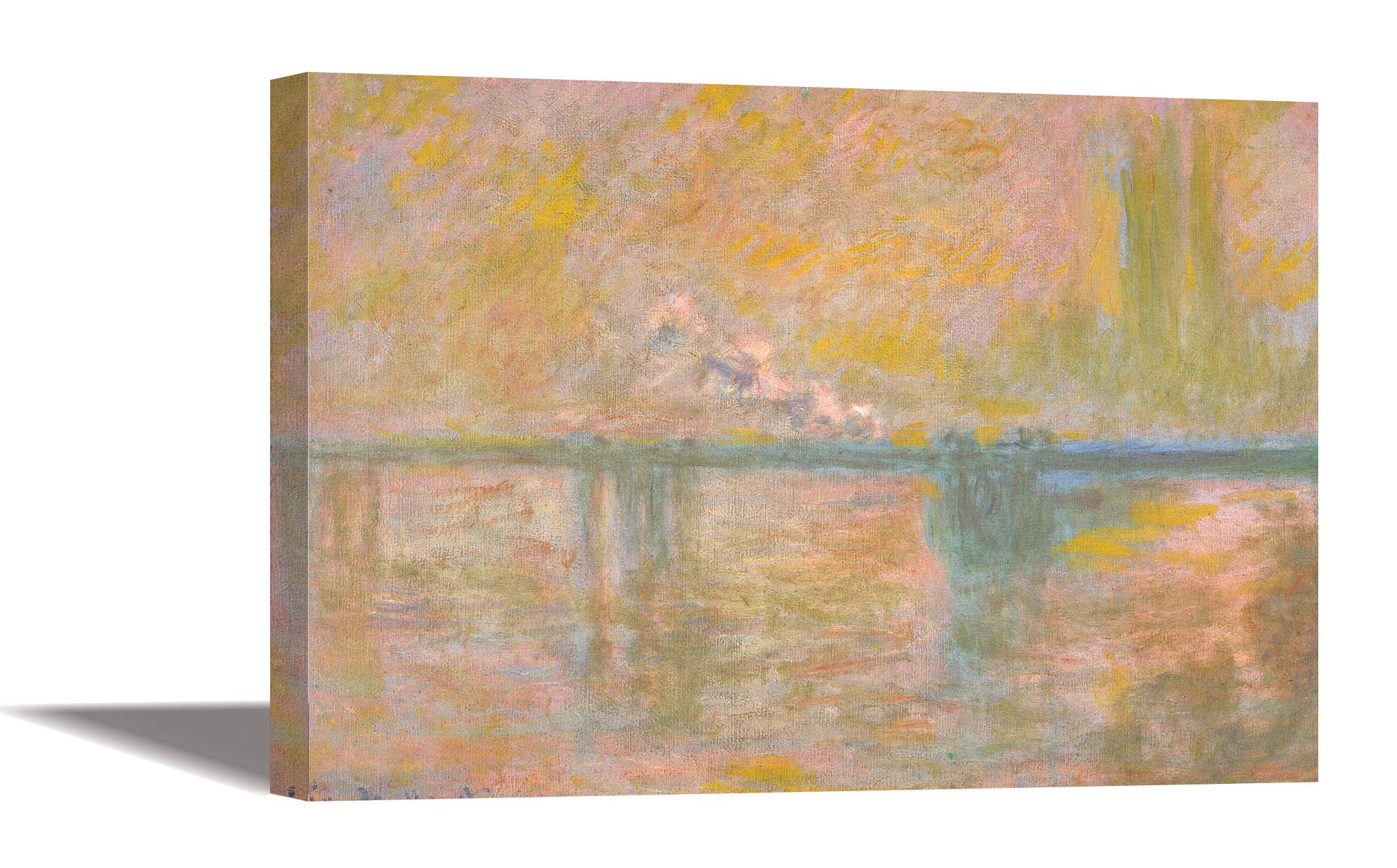 Tamatina Claud Monet Art Framed Canvas Gallery Wrap Framed Paintings | Charing Cross Bridge in London | Home Decorative Gift Item | Frame Size - 36X24 Inches.t652