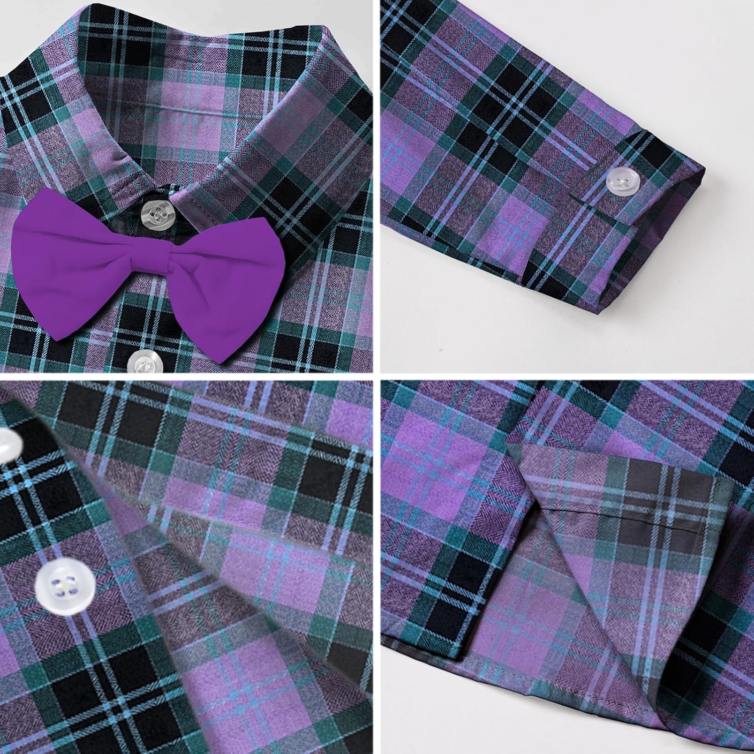 SANGTREE Boys Gentleman Clothes Set, Short Sleeve Shirt with Bowtie + Suspender Pants Outfit, 3 Months - 6 Years