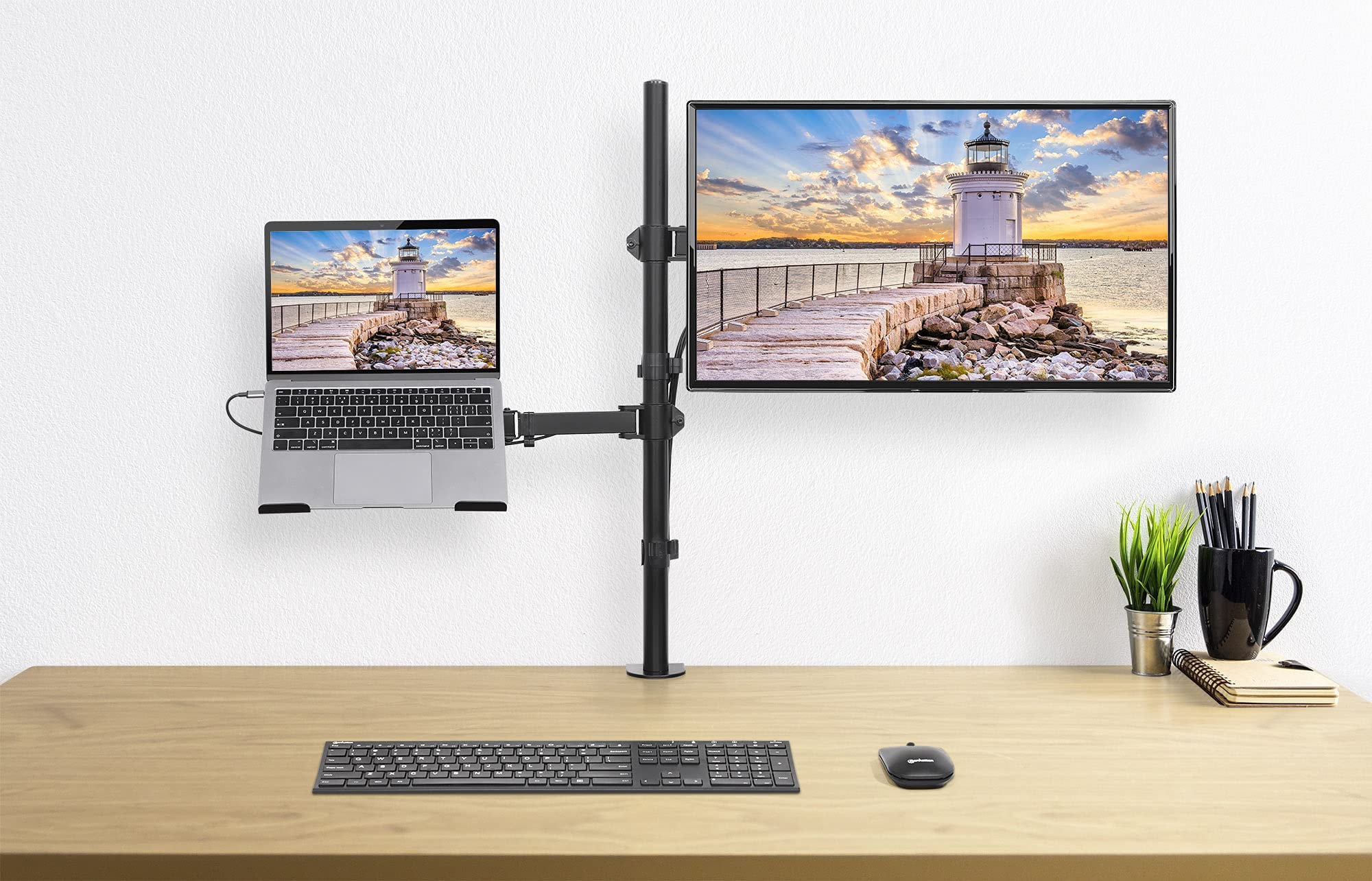 MANHATTAN 462136 Supporto da Scrivania Braccio per Monitor 13-32" e Mensola per Laptop