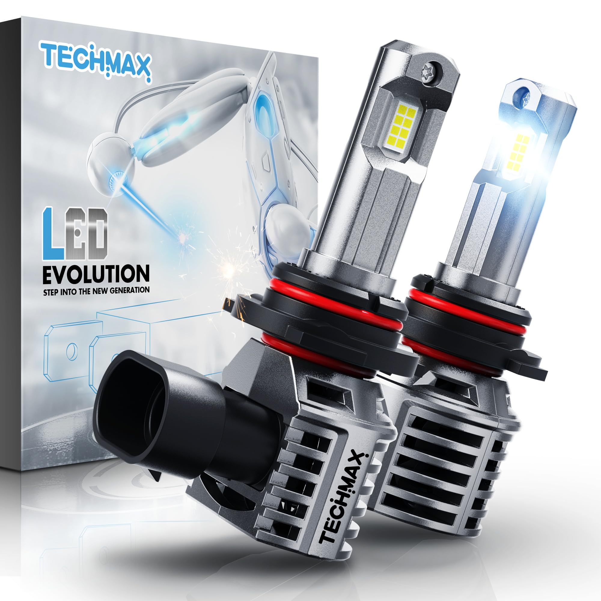 TECHMAX Mini H11 LED Headlight Bulbs,60W 10000Lm 4700Lux 6500K Cool White Extremely Bright 30mm Heatsink Base CREE Chips H8 H9 Conversion Kit(of 2)