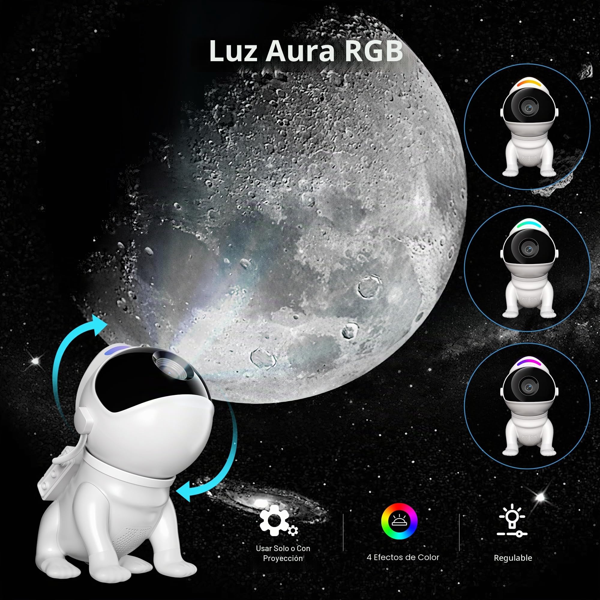 Proyector de Galaxias y Estrellas Real Planetario con 12 Discos, 15 Ruido Blanco, Bluetooth, Mando a Distancia, Temporizador, Meteorito Dinámico, Luz Nocturna para Techo, Dormitorio (Galaxia)