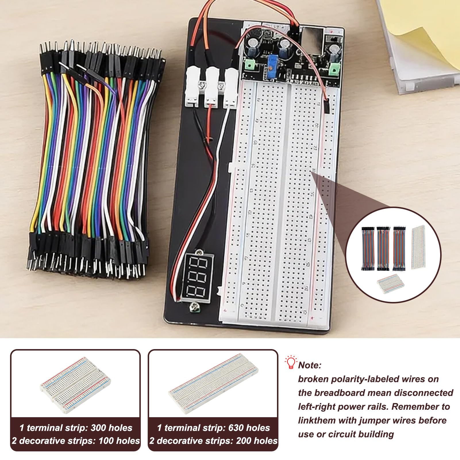 5 Kit Breadboard 400 e 830 Punti con Cavi Dupont 40 Pin, Jumper Wire Maschio-Maschio-Femmina Femmina Maschio, Piastre Senza Saldature Prova per Arduino, Raspberry Pi, Progetti Elettronici