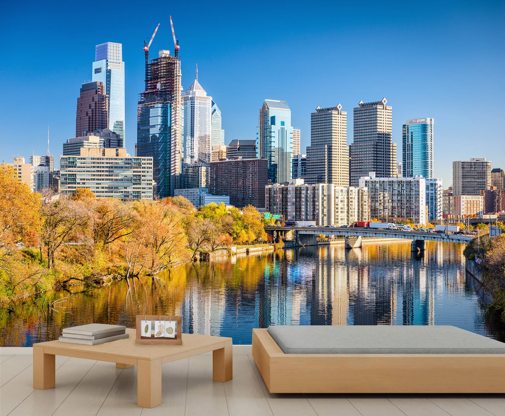 Modern City Wall Murals 3D City Landscape Wallpaper Sunshine High-Rise Building Mural Urban River View Decor Photo Wallpaper for Bedroom Farmhouse Office 500 x 317 cm