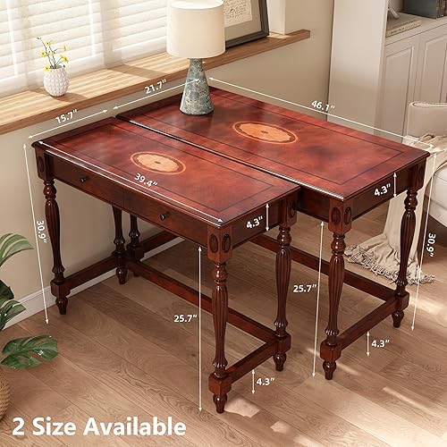 Miniatura 2 de JESONVID BSZ-1533WD - Escritorio de madera maciza para computadora con 2 cajones grandes de 46.1 pulgadas de ancho, estación de trabajo, mesa de