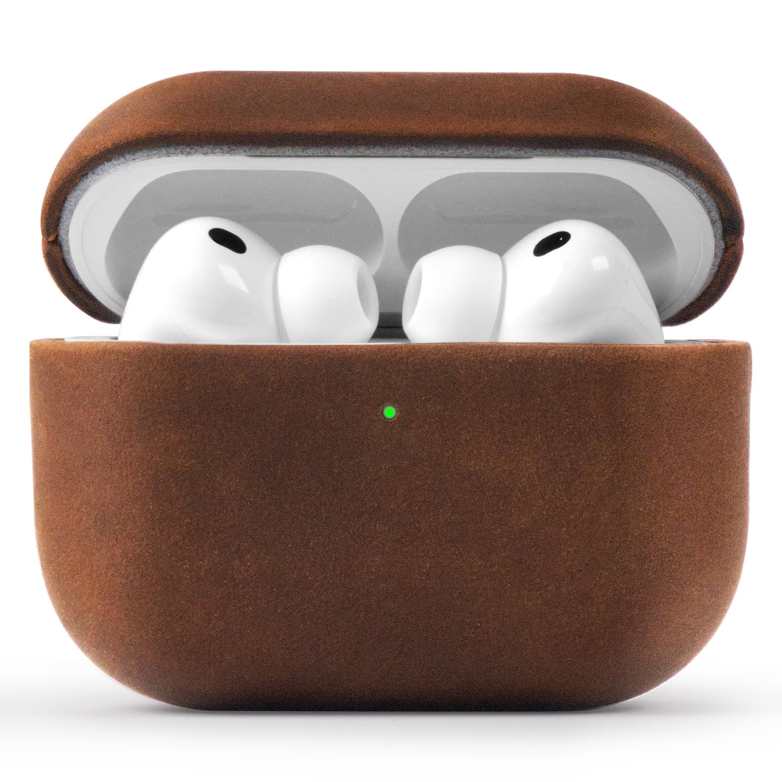 LITOCARY 極上本革レザーケース For AirPods Pro3(2025年9月発売専用)プルアップレザー オイルレザー 第3世代用【MagSafe充電 USB-Cケース対応】分離式 耐衝撃 キズ防止 LEDライト可視 着脱可能 プルアップレザー (濃茶, 無紐)