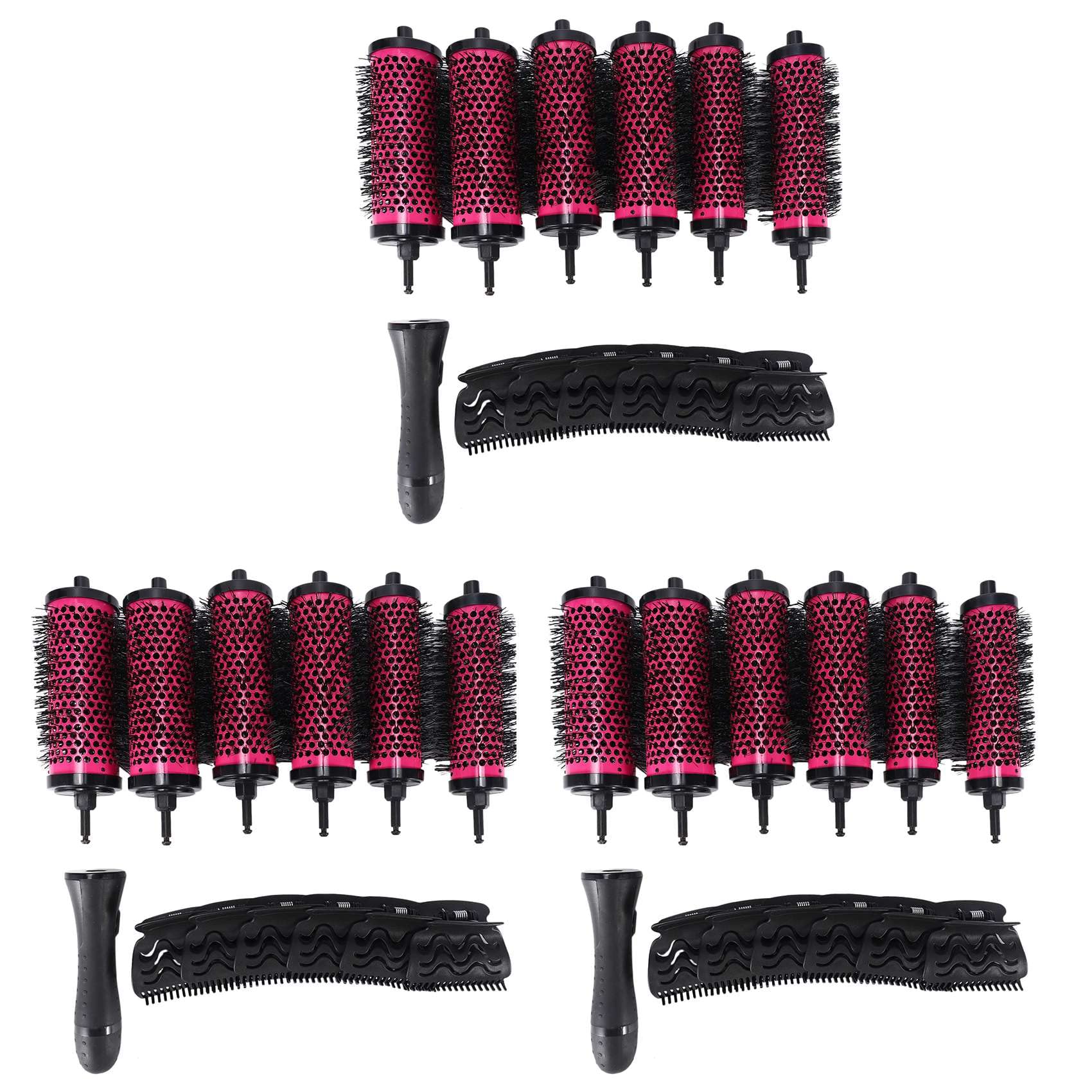 18Pcs 3 Sizes Detachable Handle Hair Brush with Positioning Aluminum Ceramic Curler Comb Hairdresser