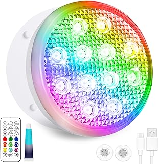 TEPENAR Rechargeable Submersible Pool Lights - 3.7" Waterproof Underwater Lights USB-C Charging Battery Operated Remote Controlled 16 Color Changing Hot Tub Lights with Magnet for Pool Pond 1 Pack