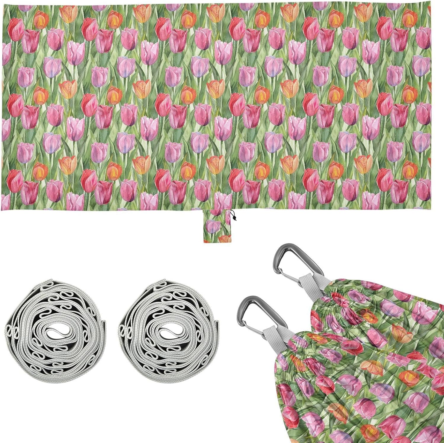 Flowers Washpainting Camping Hammock Indoor Hammock for Outside Patio Backyard Poolside