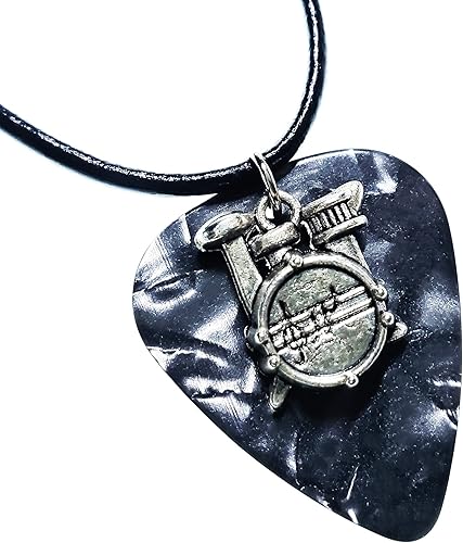 Miniatura 5 de Guitar Pick Necklace Drums & Vegan Leather Cord Chain