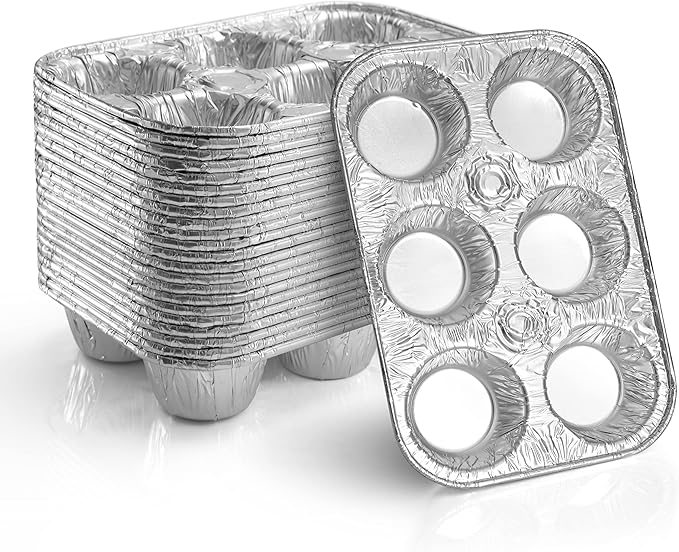 DOBI Muffin Pans (20 Pack) Disposable Aluminum Foil 6Cup