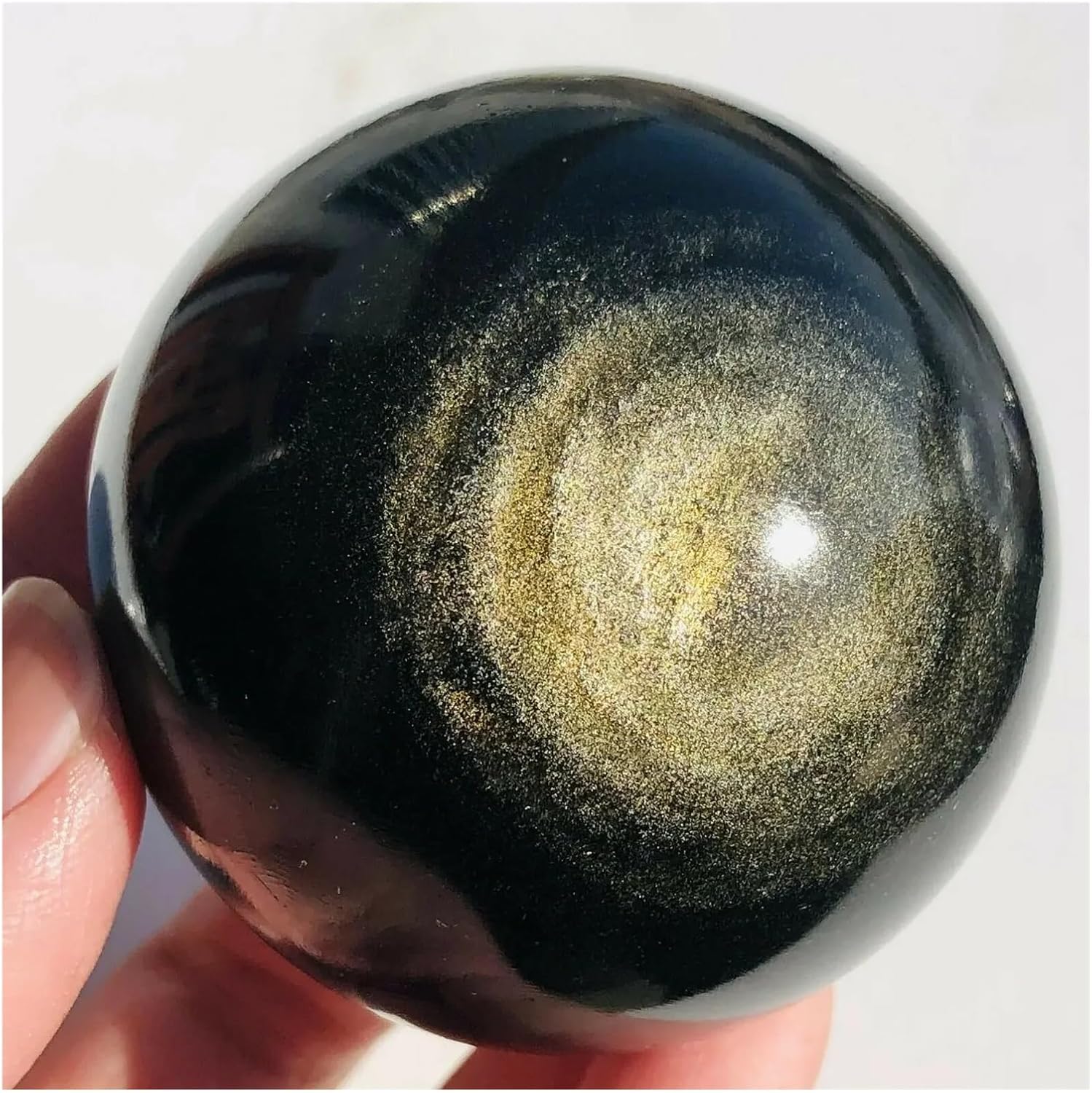 1pcs 300-400g Golden Obsidian Sphere Flashy Sparkly Crystal