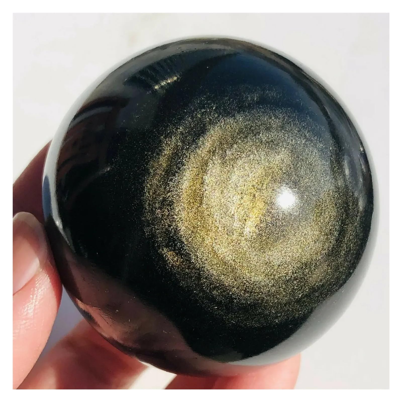 QWZTAEOZA 1pcs 900-1000g Golden Obsidian Sphere Flashy Sparkly Crystal