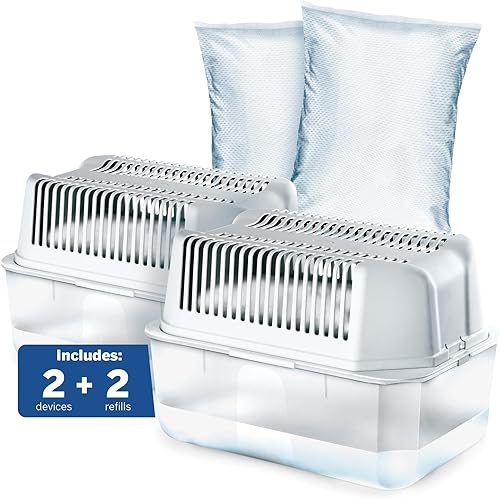 Miniatura 2 de HUMYDRY Paquete de 2 deshumidificadores de 2.2 lbs + 2 recambios  Absorber humedad no necesita electricidad  Control de humedad para habitaciones