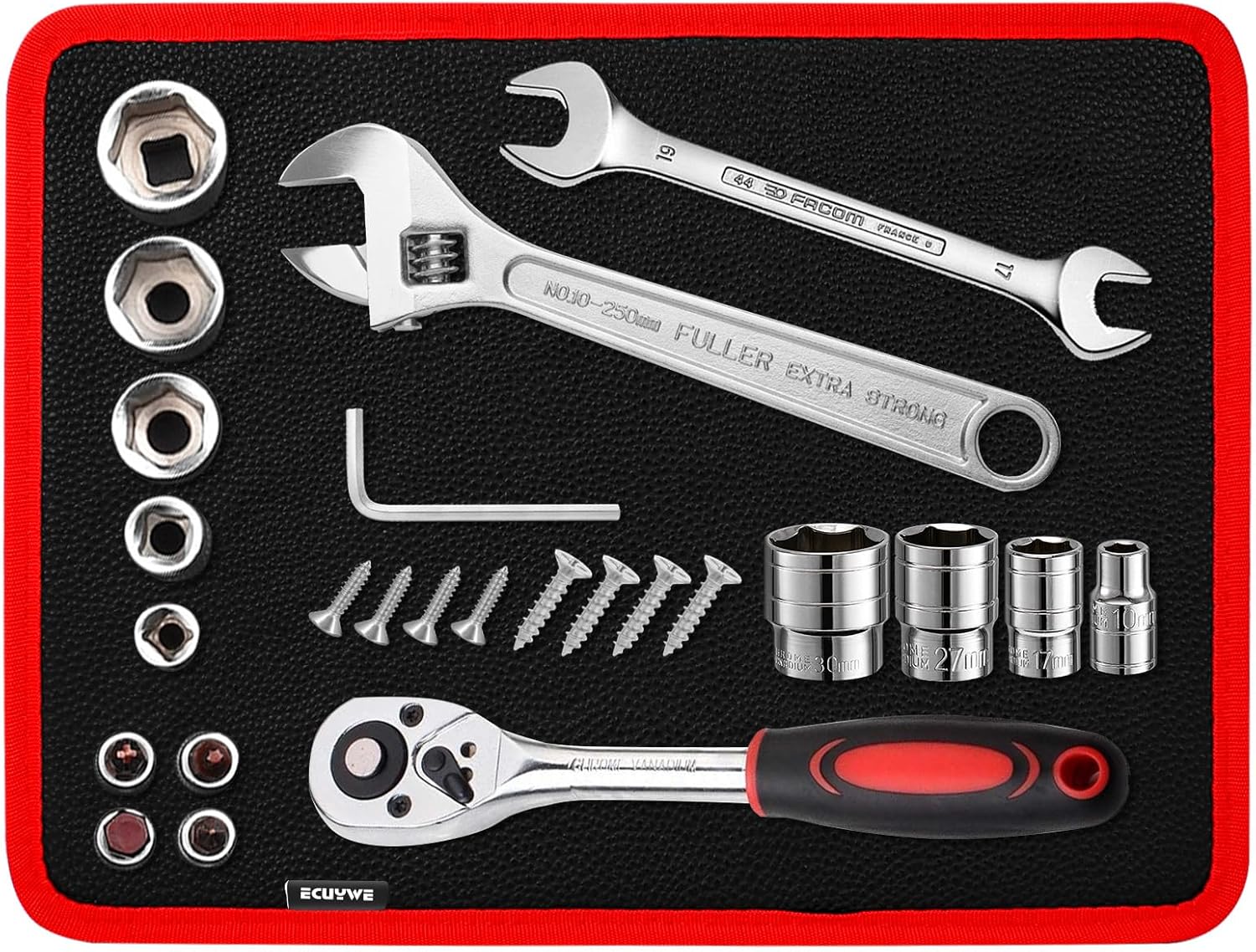 Strong Magnetic Tool Mat Magnetic Parts Tray with Anti-Slip Backing Heavy Duty with Powerful Magnets for Organizing Screws Nuts Bolts Small Tools - Workshop, Garage, DIY-Red 1PCS