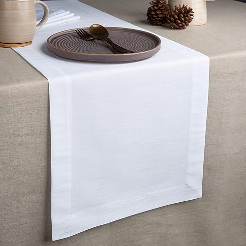 D'Moksha Homes White Table Runner 14 x 90 Inch -
