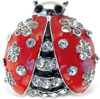 COTA Global Ladybug Sparkling Refrigerator Magnet - Silver Sparkling Charm Rhinestones Crystals, Cute Sparkly Animal Bug Magnet for Kitchen Door Fridge, Cool Home & Office Novelty Decor - 1.25"