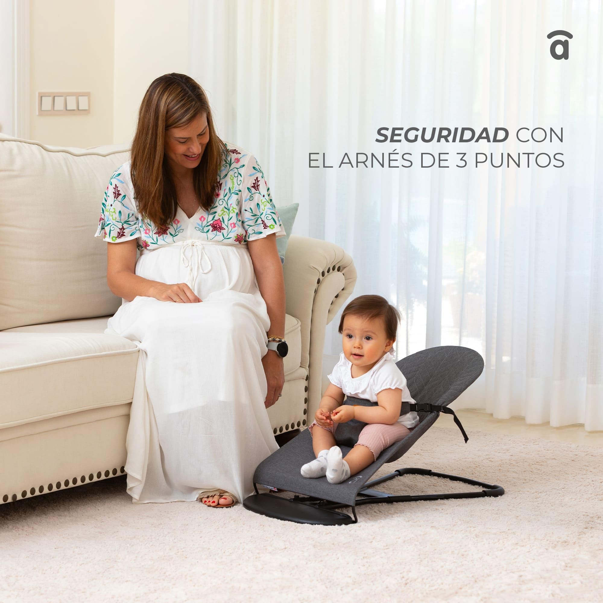 Asalvo PARADISE Babyhängematte 2-in-1 mit Schaukel- und Schaukelfunktion, 0-1 Jahre, max. 13 kg, leicht und kompakt, natürliches Schaukeln, 3-Punkt-Gurt, neigbar und faltbar, Beige