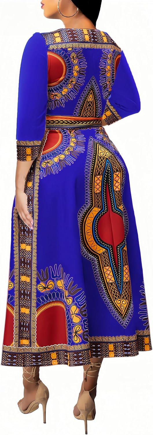 African Long Dresses for Women Elegant Church Dresses Print Maxi Dress High Waist Cocktail Bohemian Vintage Party Outfits - Image 2
