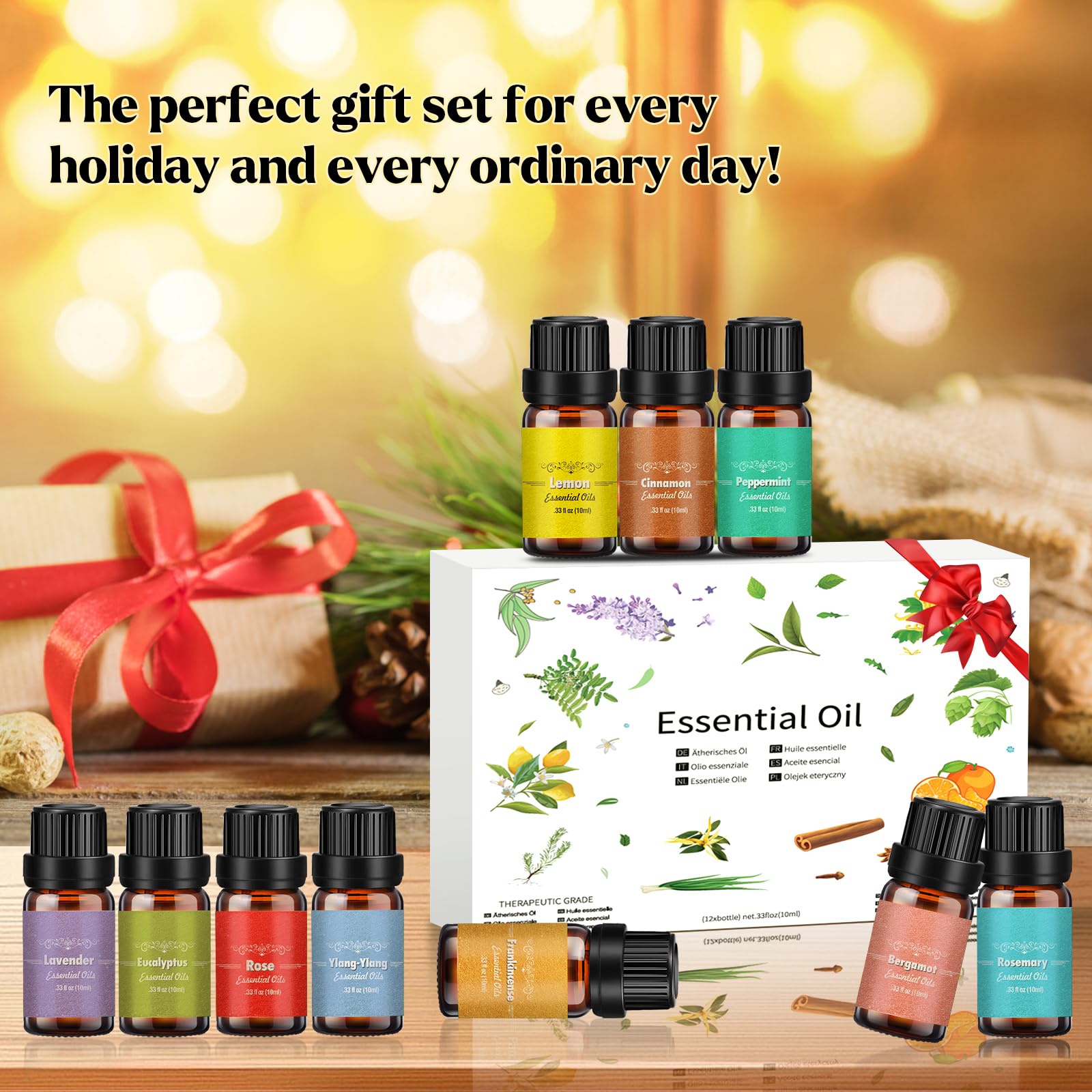 Juego de 24 aceites esenciales de 10 ml, 100% natural, aroma de romero, incienso, ylang-ylang, bergamota, pachulí, eucalipto, etc. Aceites esenciales para difusor, jabón, velas, humidificador, SPA
